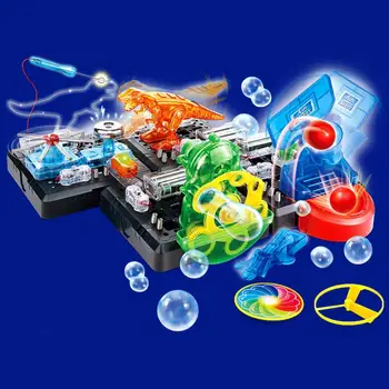

4-in-1 Educational Toy Labyrinth Bubble Machine Dinosaur Model Basketball Game Electric Circuit Science Learning Toys Gift