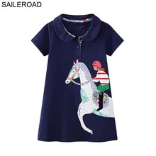SAILEROAD/платья с отложным воротником для маленьких девочек; платья для девочек 7 лет; Детские праздничные платья с вышивкой в виде животных; Vestido