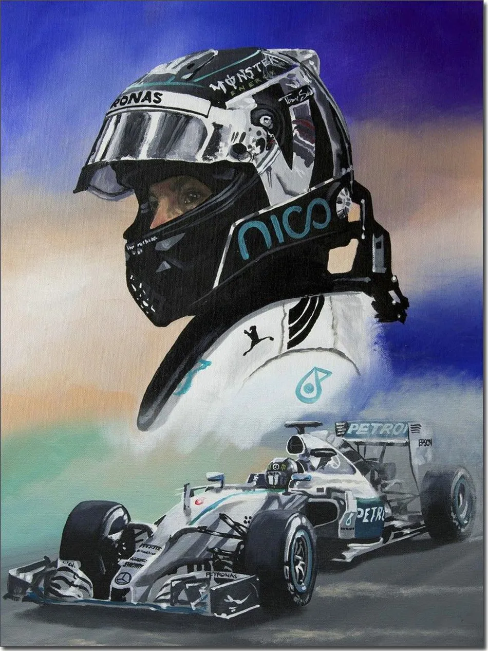 

Wall Art Canvas Painting HD Prints Home Decor Nico Rosberg 1 Pieces Modular Cuadros Pictures Living Room Artwork Posters