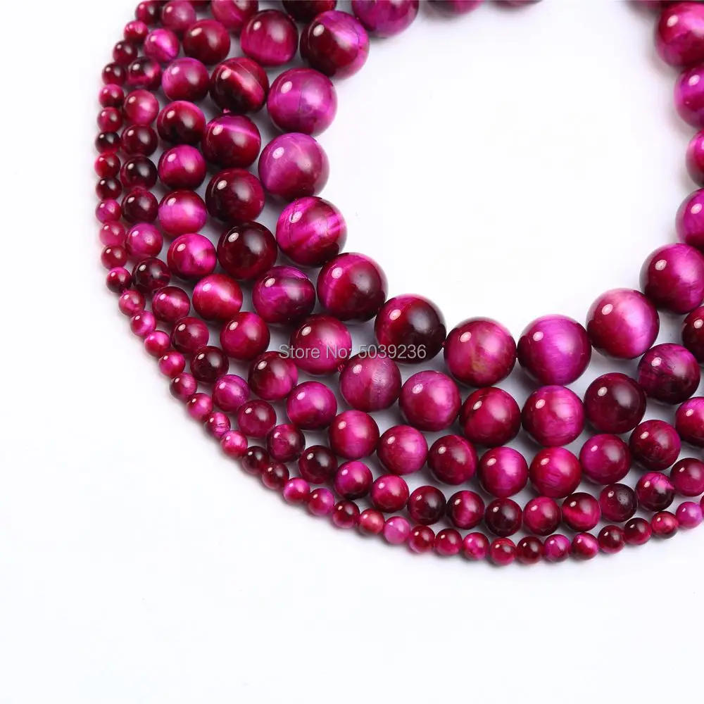 Wholesale Natural Stone Magenta Rose Tiger Eye Beads Round Loose 4 6 8 10 12mm for Jewelry Making Necklace Bracelet DIY | Украшения и