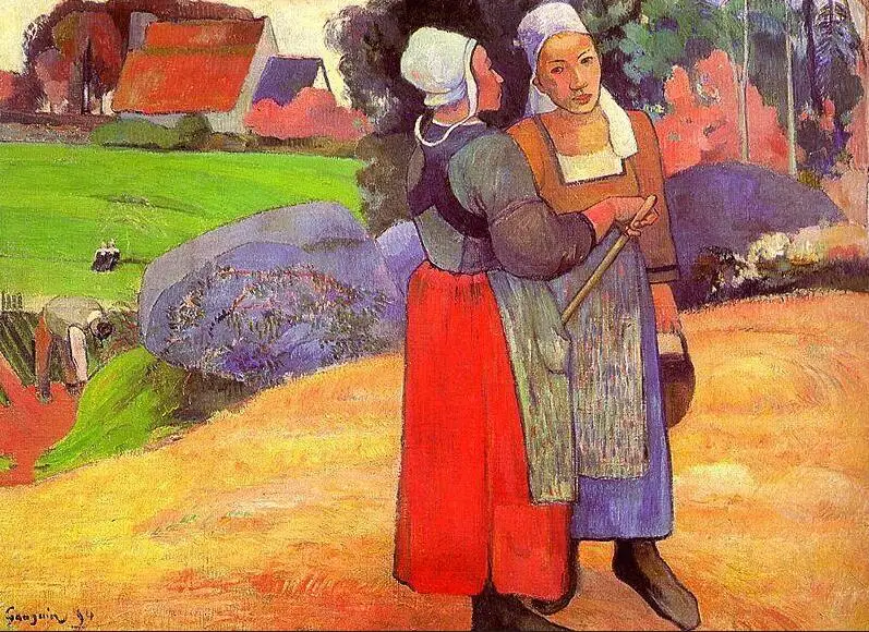 

High quality Oil painting Canvas Reproductions Paysannes bretones (1894) by Paul Gauguin hand painted