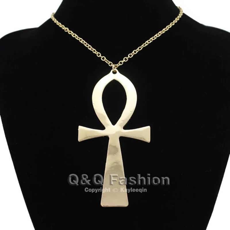 

10x5cm Vintage Egyptian Life Big Ankh Cross Pendant Long Chain Sweater Necklace Jewelry