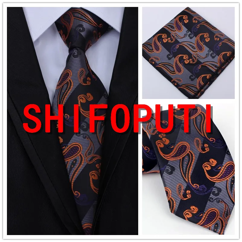 Новая мода Для мужчин классический галстук 100% шелк Пейсли цветочные тканые Для мужчин шеи галстук набор платок Для мужчин свадебные Бизнес