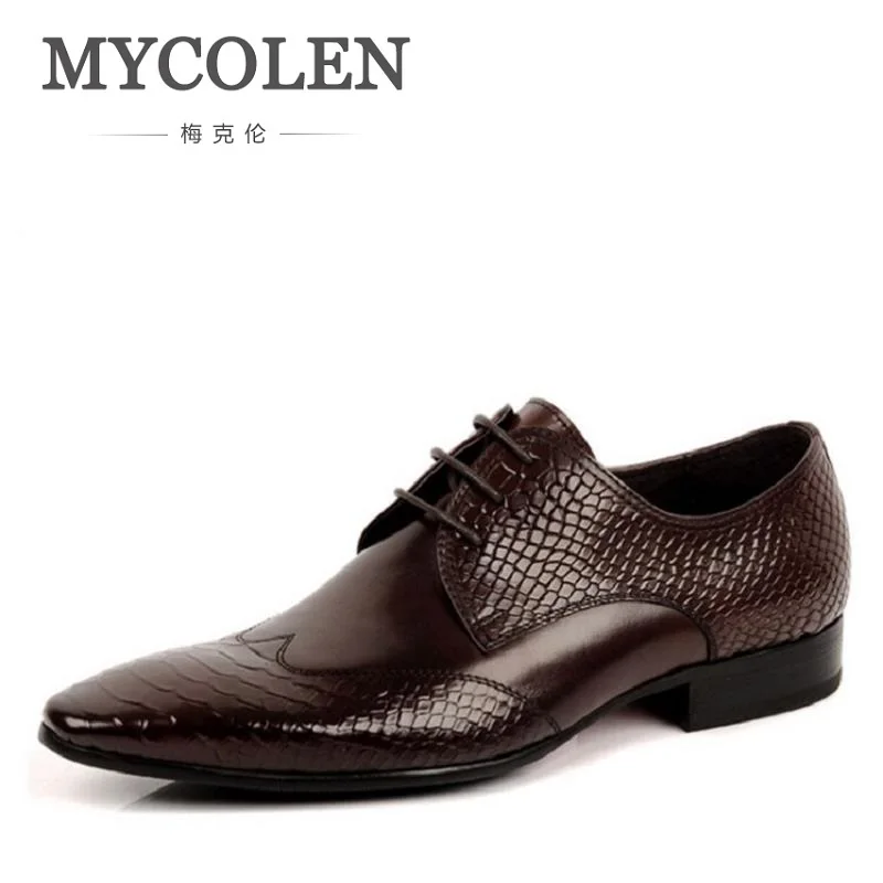 

MYCOLEN Fashion Leather Brand Men Dress Shoes Business Genuine Leather Office Oxford Men Shoes For Wedding Schoenen Mannen