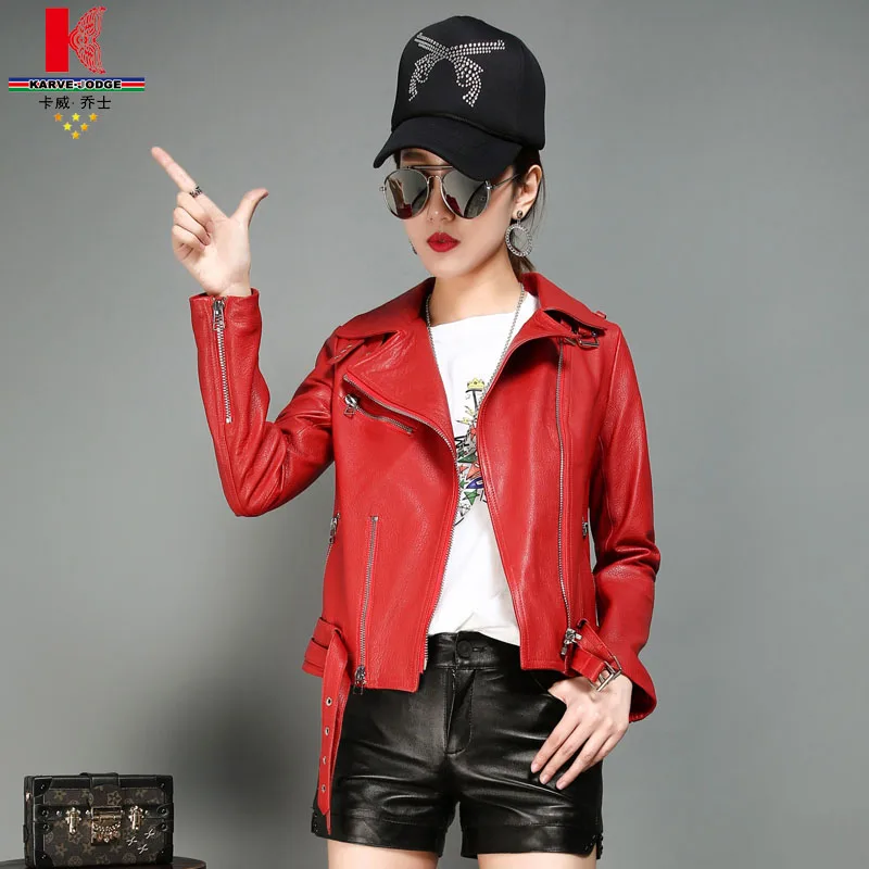 Leather Jackets For Women Soft Short Red Slim Fitted Cropped Quality