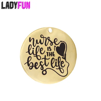 

Ladyfun Stainless Steel Nurse Charm Nurse Life Is The Best Life Pendant Charms 25mm 20pcs/lot
