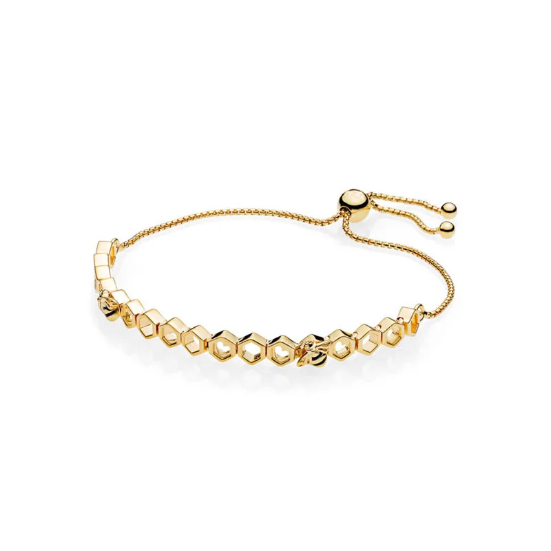 

Best Quality 925 Sterling Silver 1:1 Limited Edition Shin Honey bee Bracelet Fit bee Charm Luxury Gold Bracelet DIY Jewelry
