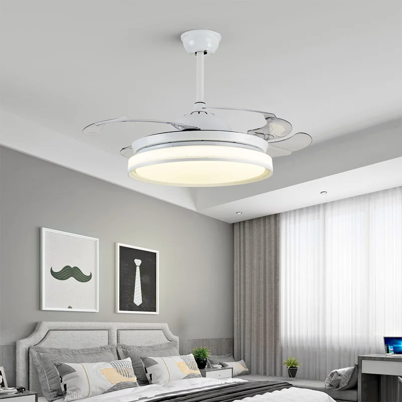 Led Hidden Invisible Iron Abs Acryl Remote Control Ceiling Fan 72w
