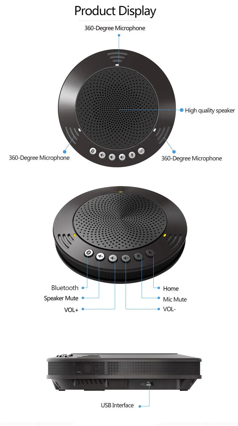 Apto para Android A100b sem Fio Tenveo Bluetooth Speakerphone Profissional Unificado Comunicaton ou Ios Sistema 7 Tenveo a100b sem fio bluetooth speakerphone profissional