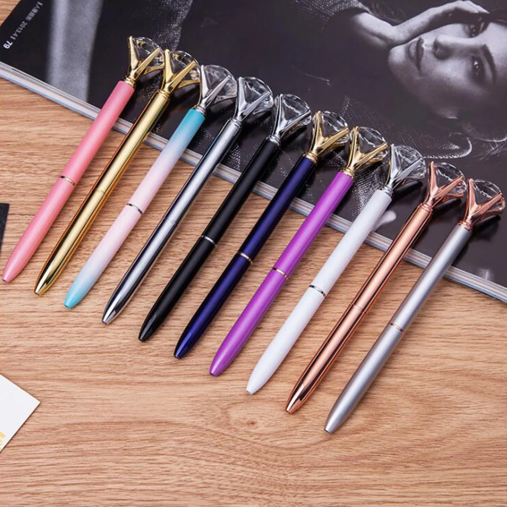 Ballpoint Pen Big Gem Metal Ball Pen With Large Diamond Magical Pen Fashion School Office Supplies