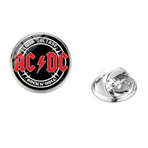 SONGDA Harajuku AC/DC рок группа нагрудные булавки хип хоп красный логотип ACDC стекло с принтом купол металлические броши для фанатов модные аксессуары - Окраска металла: Style 1