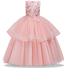 Платье принцессы для девочек от 3 до 12 лет вечерние платья для выступлений г. Летнее Детское платье с вышивкой и бабочкой детское длинное платье