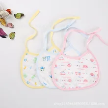 1 pc wholesale boy girl baby white bottom printing bibs cotton pocket waterproof newborn baby slobber bibs free shipping