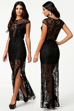 Black Prom Dresses with Sheer Overlay