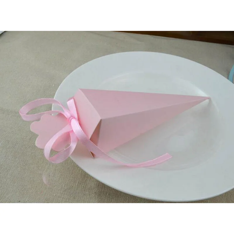 50pcs Ice Cream Candy Box Wedding Gift Sweet Box With Ribbon Wedding Gifts For Guests Wedding Decoration Event Party Supplies bridesmaid gift bags