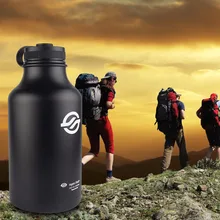 Eleoption 64 oz двухслойная вакуумная Изолированная бутылочное пиво из нержавеющей стали черный/серебристый