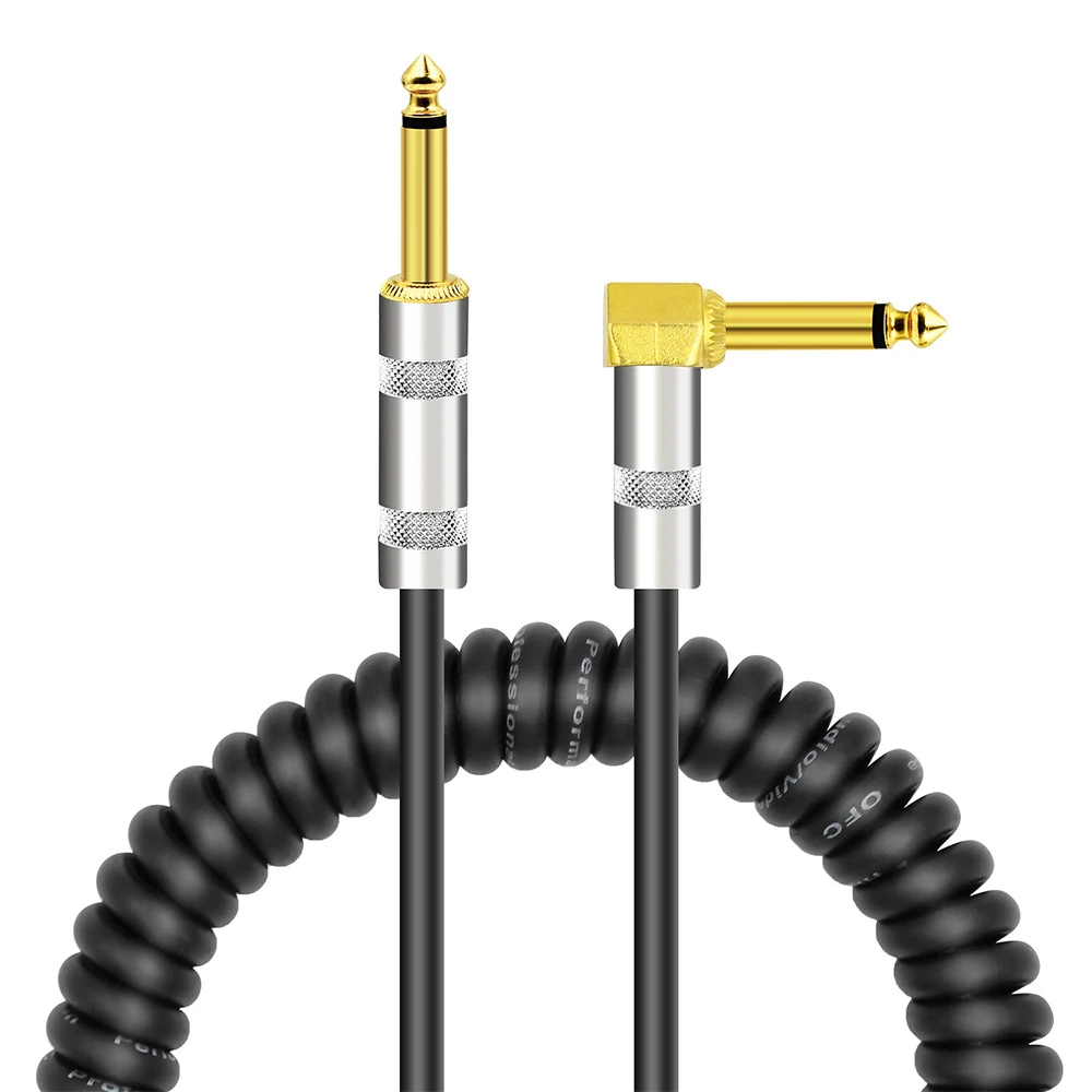 Cable de Audio para guitarra eléctrica, instrumento con resorte de PU, instrumento de con línea de giro recto, accesorio para guitarra|Partes y de guitarras| -