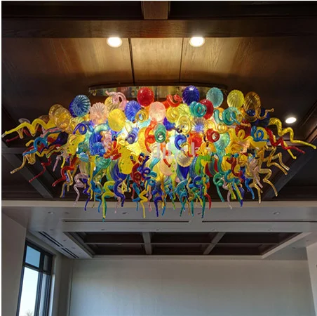 

Round Ceiling Light Banquet Hall of the Hotel Office Custom Engineering Glass Light Colorful Murano Glass Ceiling Lighting