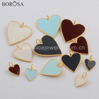 

BOROSA 20PCS Mixed Colors Three Sizes Heart Shape Gold Electroplated Rainbow Pendant Bead for Necklace/Earrings Jewelry WX1103