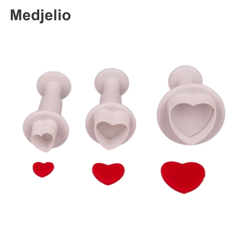 

3PCS Fondant Cutter DIY Cake Sugarcraft Dessert Decorating Tools Heart-shaped Suger Chocolate Dough Cookie Biscuit Baking Mold