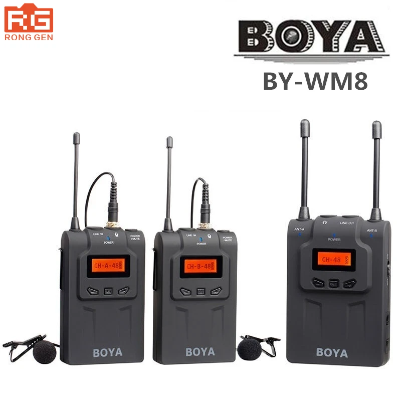 

Original BOYA BY-WM8 UHF Dual-Channel Wireless Lavalier Microphone System with 48 Channels for ENG EFP DSLR Cameras Camcorders