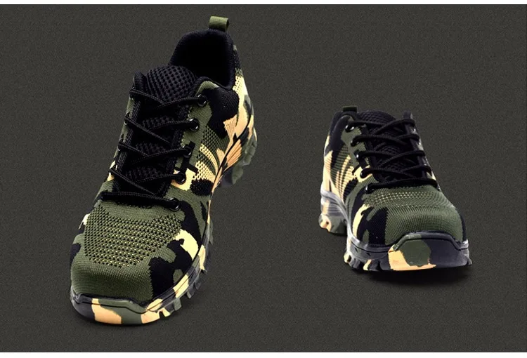 Men Safety Work Shoe Boots Fashion Camouflage Breathable Mesh Steel Toe Protective Shoes Labor Insurance Puncture Proof Shoes (10)