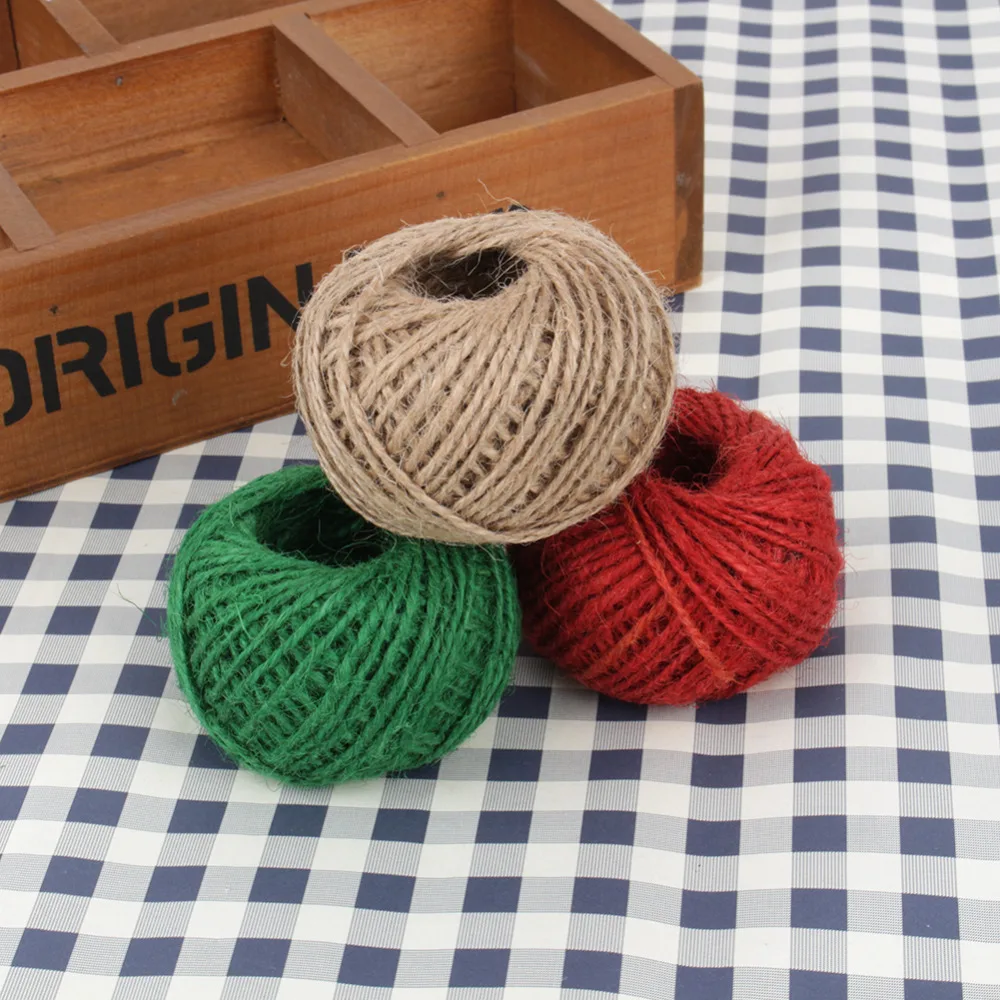 50M Marrón Yute Cordel bola regalo de envoltura de bricolaje Cordón Soga de Cáñamo Cadena de Bola