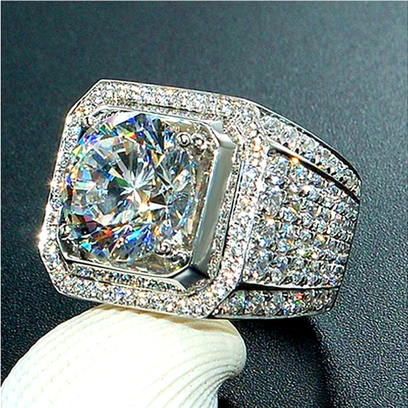 

GR.NERH Cubic Zirconia Silver Color Ring Fahion Wedding Jewelry For Men Gift Wholesale