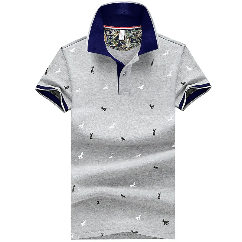 Новая модная мужская рубашка поло с коротким рукавом, повседневные деловые рубашки поло для мужчин, высококачественная одежда размера плюс M-4XL, рубашки поло, GA252 - Цвет: Deer Grey