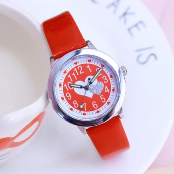 

2018 women girls fashion casual heart quartz watches Luminous pointer leather-strap watches for children kids students gifts