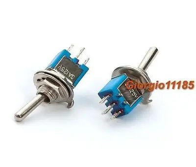 

Hot Sale Factory Direct Wholesale 50 pcs Blue Mini SPDT Guitar Toggle Switch ON-ON DIY