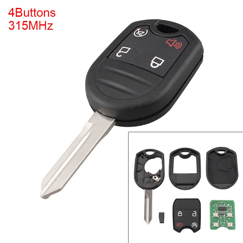 Black 315MHz 4 Buttons Keyless Uncut Flip Remote Key Fob CWTWB1U793 with ID 63 Chip 80 Bit Fit for Ford 2011-2015 Explorer