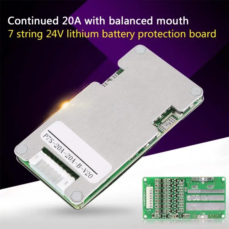 24V Battery Protection Board 20A 7S Lithium Li-ion LiFePO4 Battery Protection Board Battery BMS Protection Board with Balancing