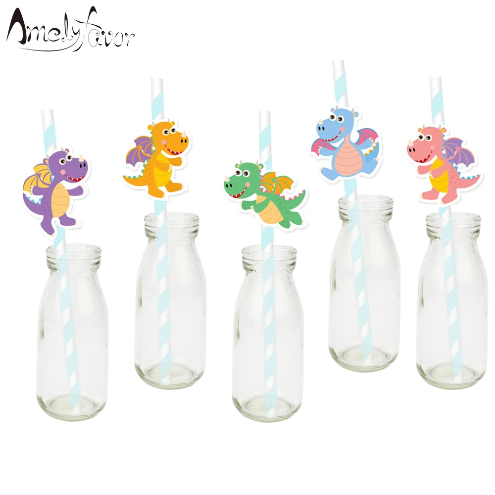 Cute Dragons Party Straw 25PCS Paper Straws Decoration Party Festive