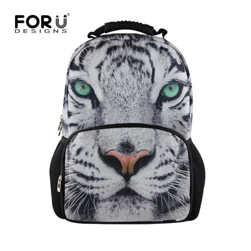 

3D Animal Backpack White Tiger Head Backpack for Teenager Boys Printing School Laptop Bagpack Children Student Travel Backpacks
