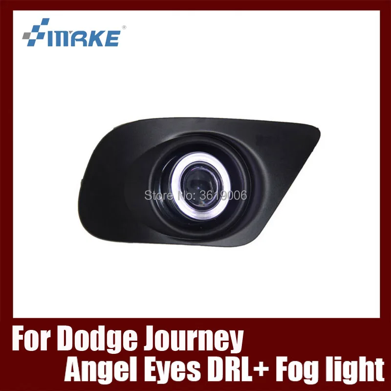 Online Lámpara de la niebla llevó la luz del día COB Ángel Ojos Foglight daytime Correr luz lente parachoques Juego completo para Dodge Journey jcuv