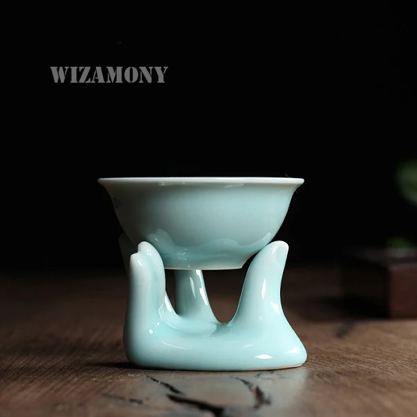 Chinese Longquan Celadon Avalokitesvara Finger Tea Filter Ceramic TeasetTea Leaf Strainers Kungfu Tea Accessories Two-pieces Set Chinese Longquan Celadon Avalokitesvara Finger Tea Filter Ceramic TeasetTea Leaf Strainers Kungfu Tea Accessories Two-pieces Set