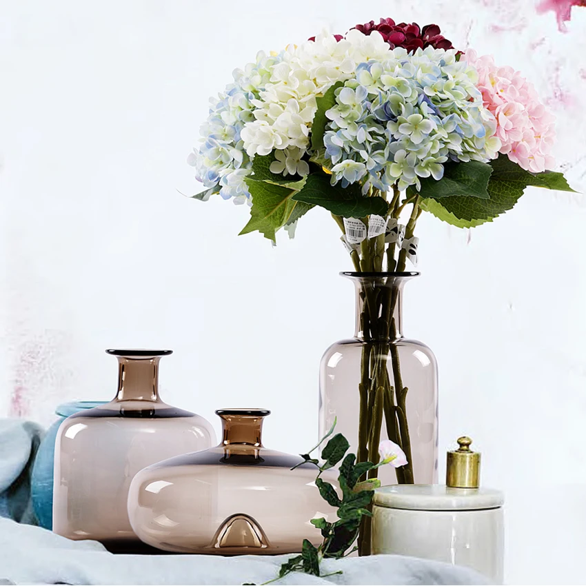 

High quality brown Colored Glaze vase home decor Tabletop glass Vase Craft glass Flower bottle flowerpot wedding decorate