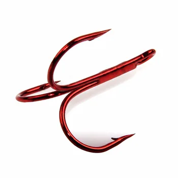 

50pcs 35647 High Carbon Steel Treble Fishing Hooks Red Small Round Bent Triple Hard Lure Spoon Fishhook Size 2# 4# 6# 8# 10#
