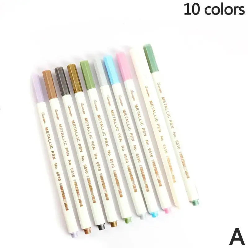 

10 Pcs Photographic Graffiti Pen 6551 Metal Pen Color Note Pen Painting Pen 1 Set Include 10 Colors Metallic Glossy Marker