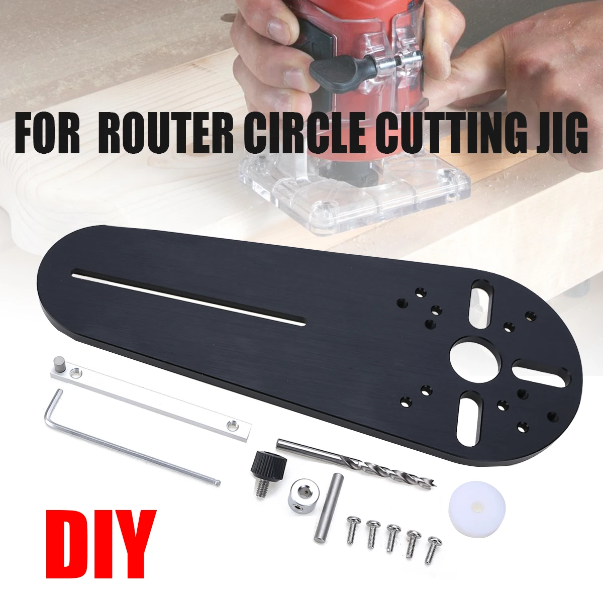 

Practical Black Circle Cutting Jig For Electric Trimmer Wood Router Woodworking Milling Circle Milling Groove
