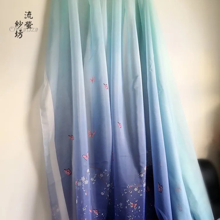 Китайская шелковая шифоновая ткань с принтом снежной бабочки hanfu/lolita/платье для