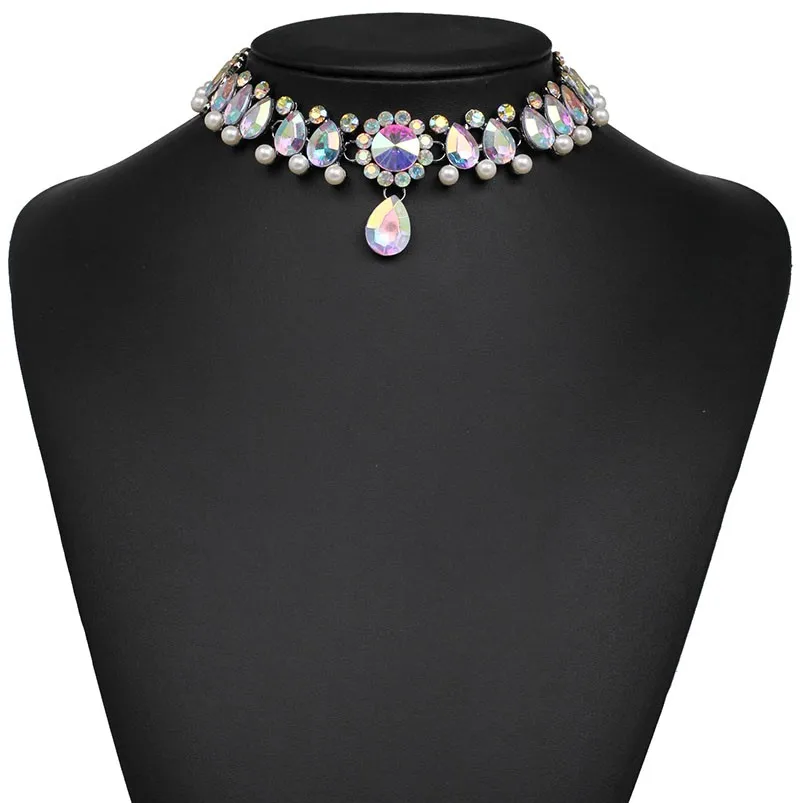 Трендовое Новое модное классическое ожерелье-чокер в винтажном стиле ожерелье с кулоном с кристаллами для женщин и девушек, подарочное массивное ожерелье