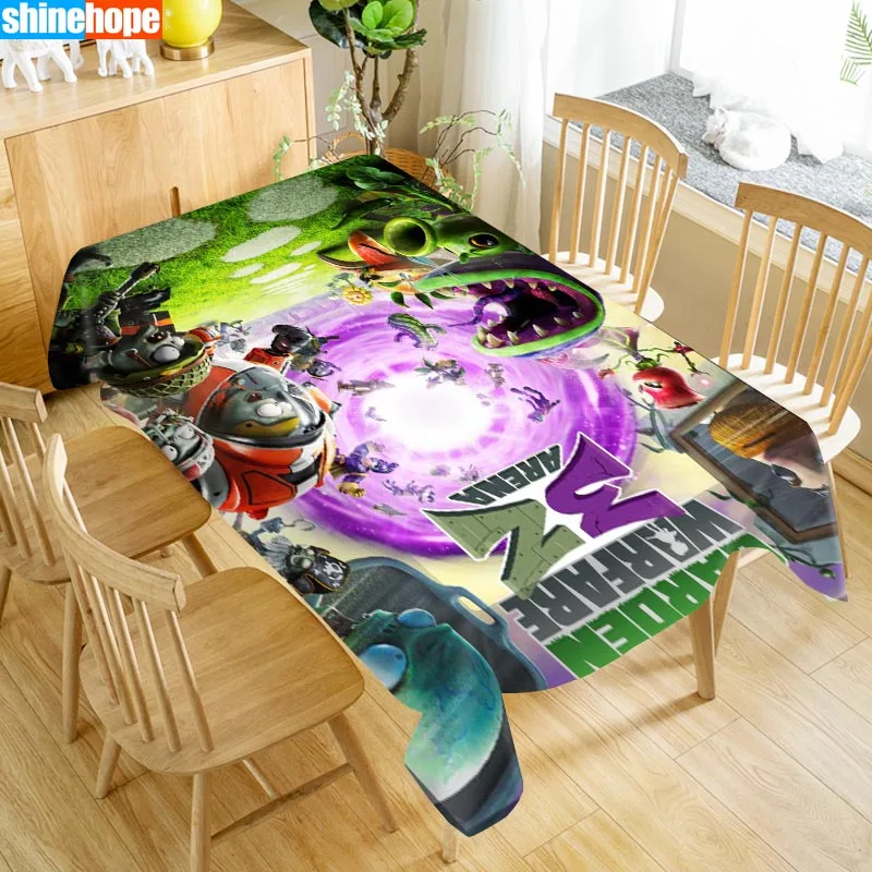

Customize Plants vs Zombies Tablecloth Oxford Cloth Dust-proof Rectangular Table Cover For Party Home Decor 140x250cm