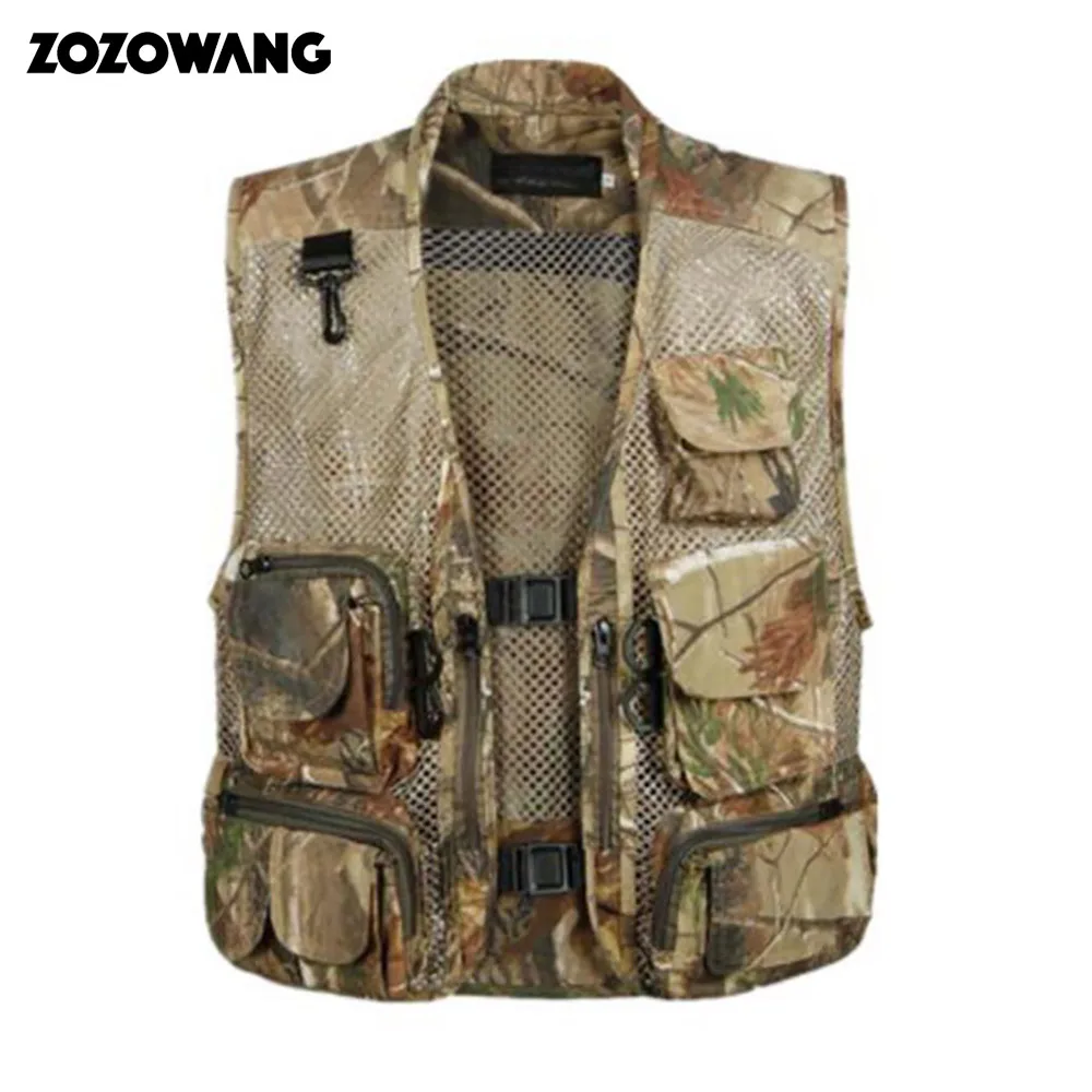 ZOZOWANG Summer Outdoors Tactical Camouflage Mesh Vest Men Breathable Multi Pockets Vest Shooting Waistcoat Sleeveless Jacket 14 pockets summer new men us tactical hiking fishing vest mens photographer waistcoat mesh cargo sleeveless jacket tool vest