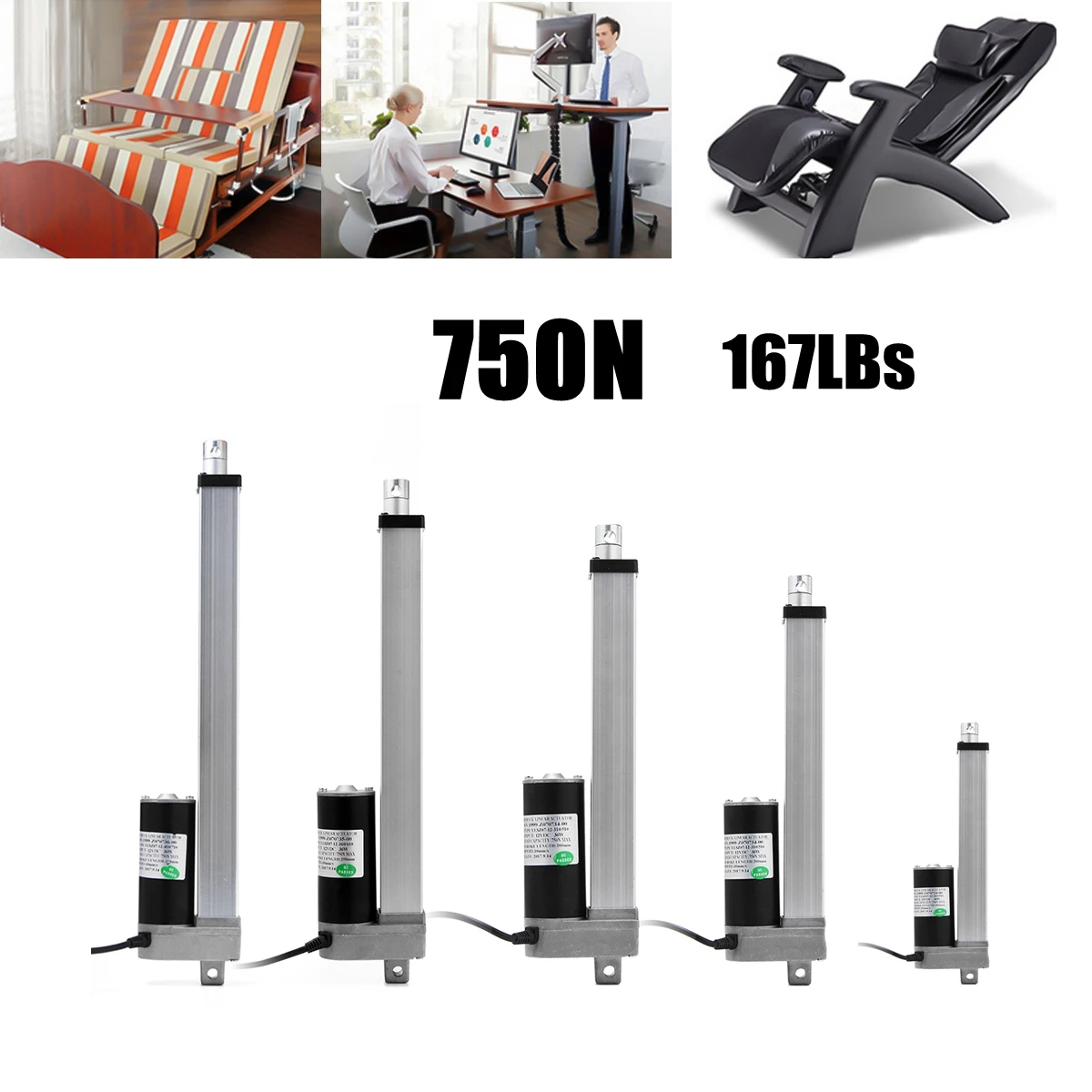 

750N 167 Pound Max Lift DC 12V Electric Motor Linear Heavy Actuator Stroke Linear Motion Controller Multi-function