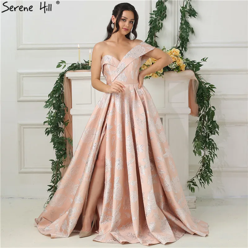 

Long Pink Formal Evening Prom Gown Dress Gowns Dresses Robe De Soiree with pocket BLA6288