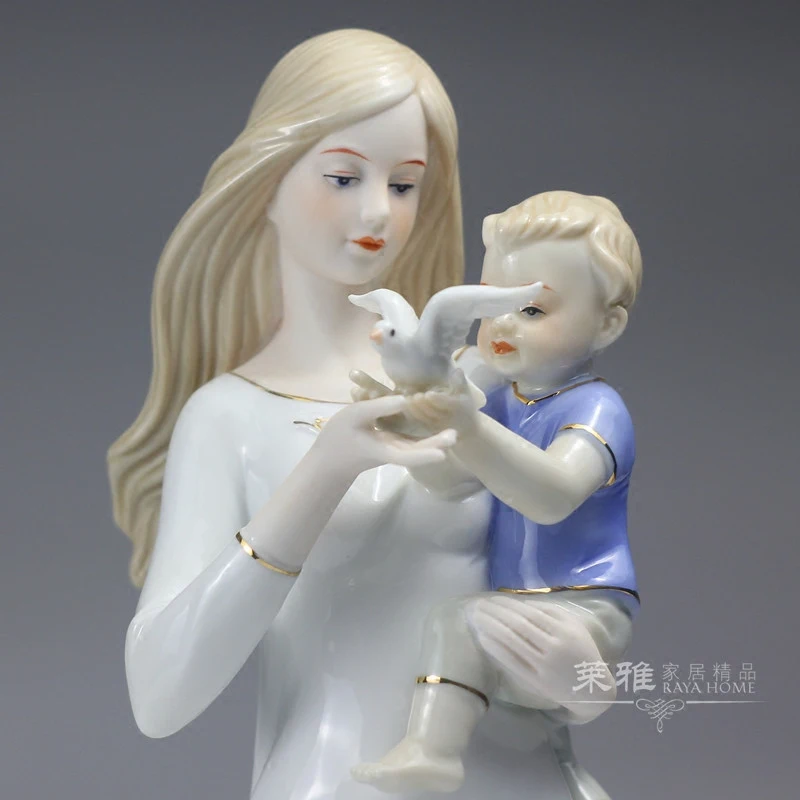 Фарфор материнская любовь девушка Статуэтка женщины керамическая статуя красоты ремесло орнамент аксессуары украшения дома подарок R2188