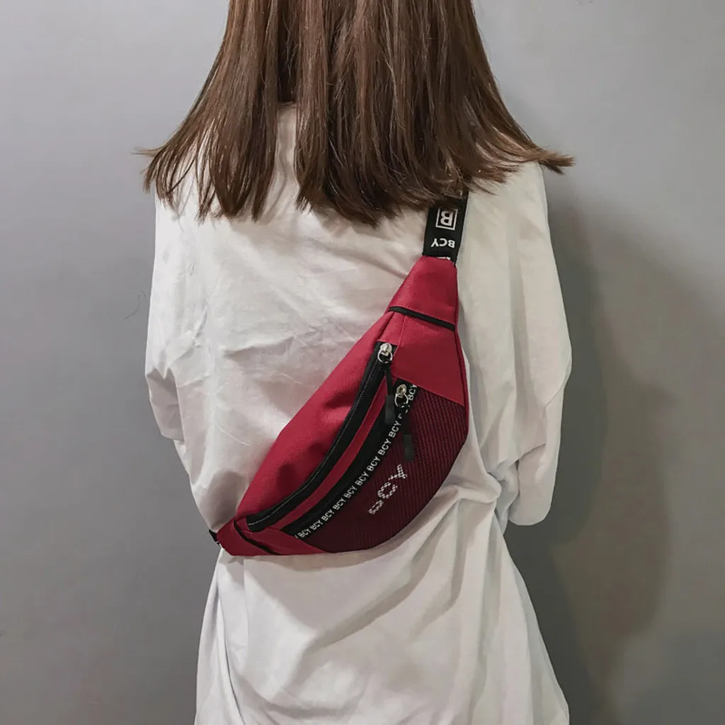 Модные унисекс Поясные сумки Для женщин Открытый Спорт молния нагрудная сумка из текстиля мужская сумка-Пояс Путешествия мобильный