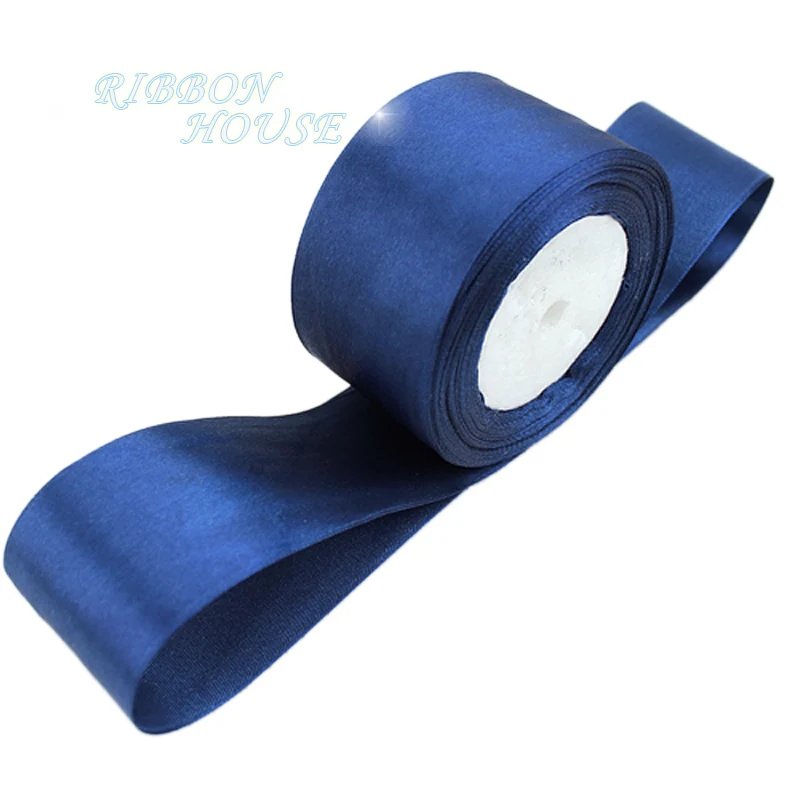 

(25 yards/roll) 2'' (50mm) Deep Blue single face satin ribbon webbing decoration gift Christmas ribbons